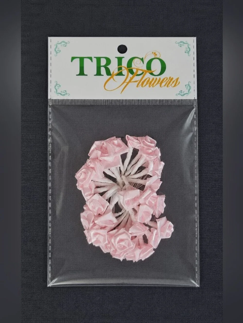 🌸 Pink Satin Ribbon Rosebuds with Wire Stems – Mini Craft Flowers New 🌸